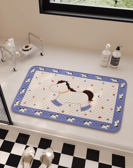 Floral Pony Anti-Slip Shower Mat