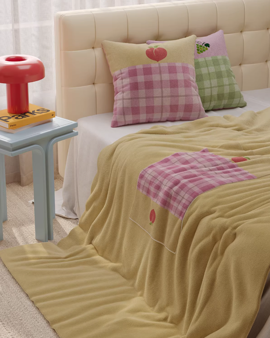 Peach Grid Cozy Cushion Blanket