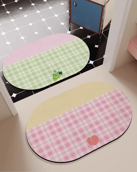 Peach Grid Soft Absorb Bath Mat