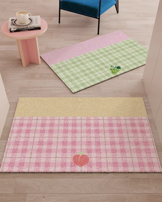 Peach Grid Textured Entry Mat