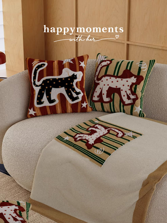 Golden Panther Luxe Cushion Blanket