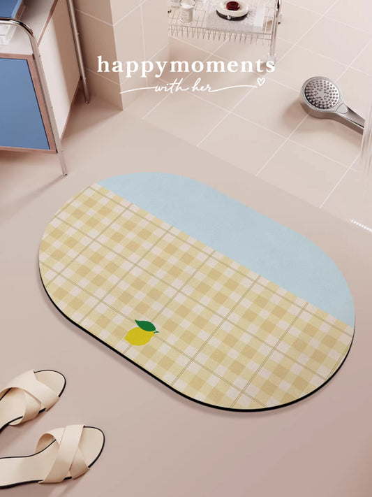 Peach Grid Soft Absorb Bath Mat