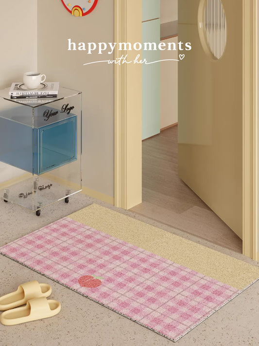 Peach Grid Textured Entry Mat