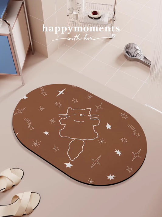 Midnight Cat Soft Absorb Bath Mat