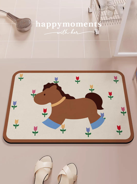 Floral Pony Soft Absorb Bath Mat